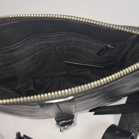 Rebecca Minkoff Black Genuine Leather Crossbody Purse Adjustable Strap - Picture 4 of 9